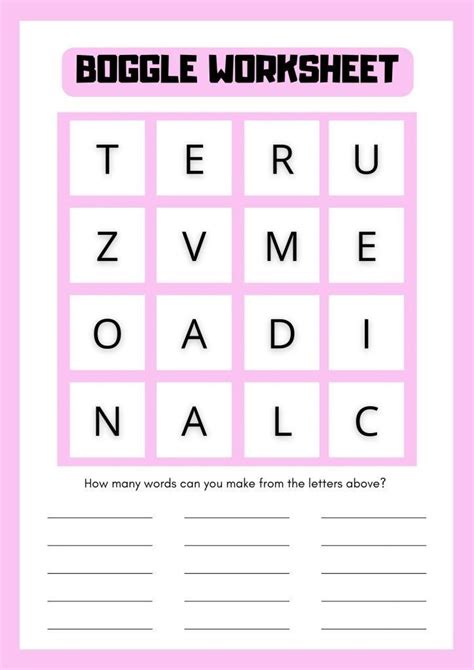 Free Printable Boggle Worksheets Pdf Included Worksheets Word