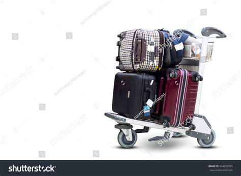 Airport Luggage Trolley Suitcases On White Stock Photo 454209985