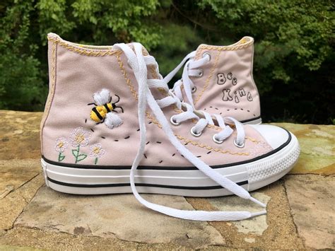 Hand Embroidered Converse Bee Kind Etsy Denmark