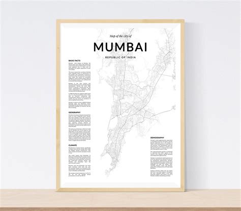 Mumbai Map Print Mumbai Wall Map Mumbai Print Mumbai Poster Mumbai