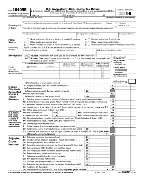 Form 1040 Nr And 1040 O 1040 Form Printable