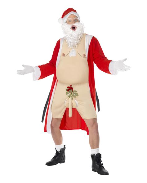 Nackedei Santa mit Mistelzweig am Penis Weihnachtliche Kostüme online