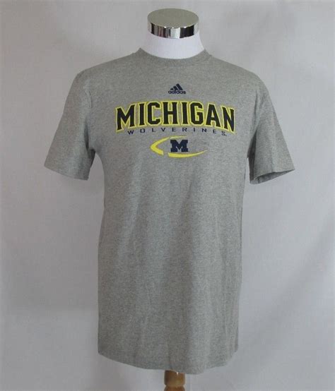 Adidas U Of M University Of Michigan Wolverines Mens Gray T Shirt Size