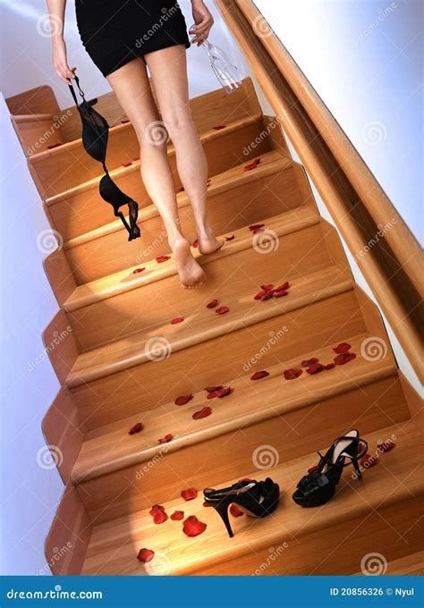 Sexy Girl In Mini Skirt Going Up The Stairs Royalty Free Stock Image