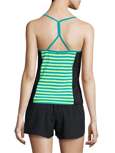 Lyst Nike Striped Active Racerback Tankini Top In Green