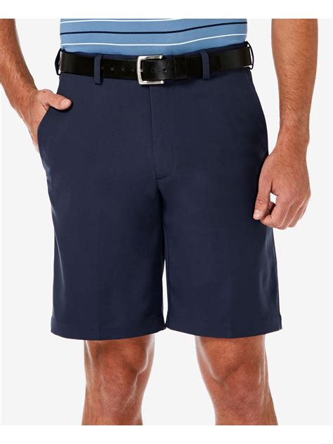 Haggar Mens Navy Expandable Waist Stretch Solid Shorts Size 38 Waist