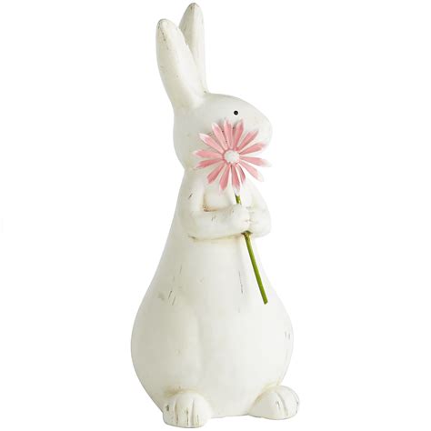 Ceramic Bunny With Pink Flower Pier1