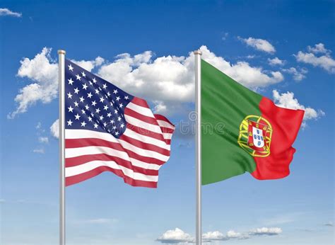 United States Of America Vs Portugal Thick Colored Silky Flags Of