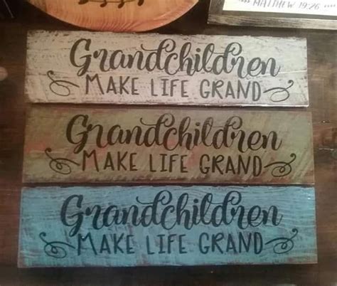 Grandchildren Make Life Grand Distressed Wooden Sign Art Piece Etsy