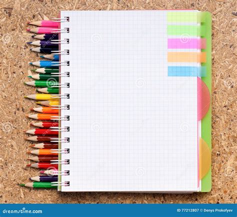 Notebook And Colorful Pencils Stock Image Image Of Diary Design
