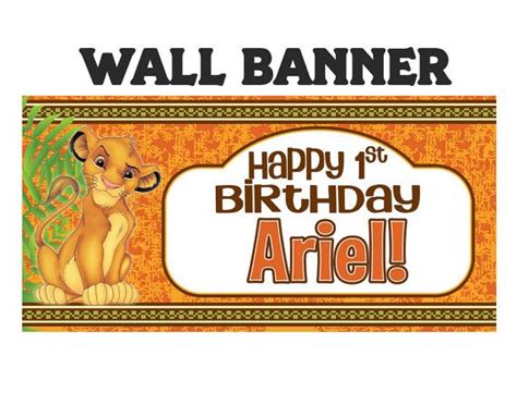 Happy Birthday Banner Simba Personalize Lion King Party Etsy