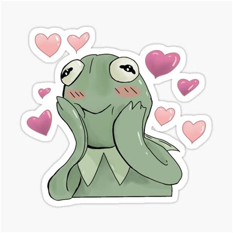 Kermit Hearts Aesthetic Drawing Sticker For Sale By Tired Willow