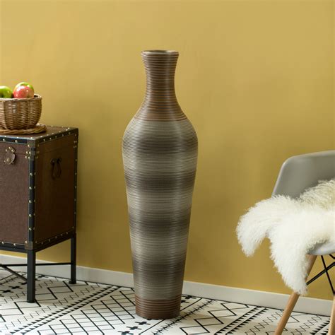 39 Inch Tall Vase Brown Decorative Floor Vase Classic Neat Floor Vase Tall Freestanding Flower