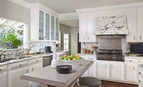 Create a fresh and kitchen cabinetry can set the aesthetic tone of an entire kitchen. Marble Kitchen Hood - Transitional - kitchen - Sue Firestone