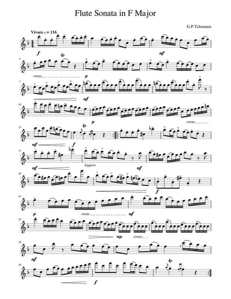 Flutesonatainfmajor By Gptalemann Sheet Music For Flute Solo