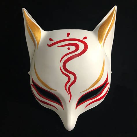 Sharp Ears Kitsune Mask Red Curse Kitsune Mask Japanese Fox Mask Fox Mask