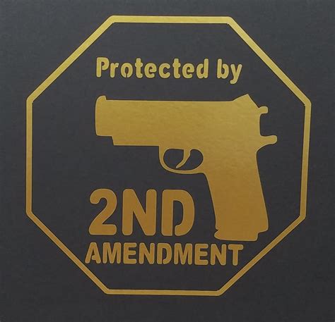 Gold Protected By The 2nd Amendment Vinyl Decal Handmade