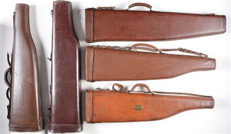 Lot Detail Lot Of 5 Vintage Hard Leather Takedown Rifleshotgun Cases