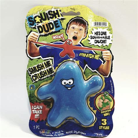 Squish Dude Blue Stretchy Squeezamiley Smiley Face Buddy Elastic