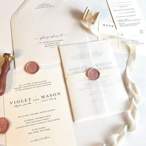 Nude Pink And Ivory Wedding Invitation Set With Floral Wax Etsy