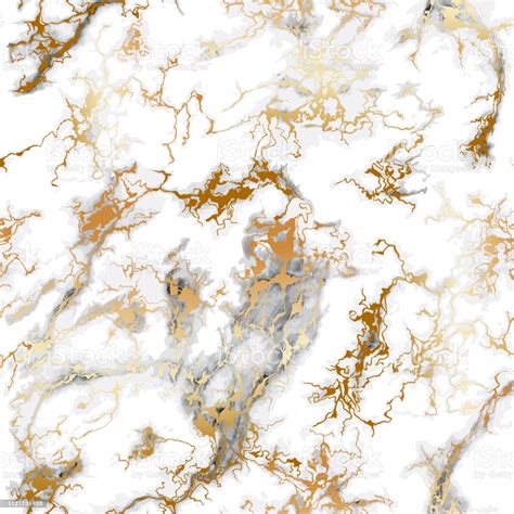 Seamless Gray Marble Pattern With Gold Veins Luxury Stone