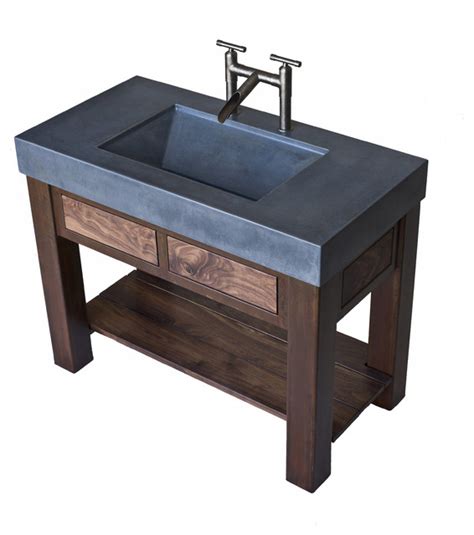 Trough sinks, once just found on farms, are now becoming increasing popular for today's bathrooms. Concrete trough sink with patinaed steel and Black Walnut ...