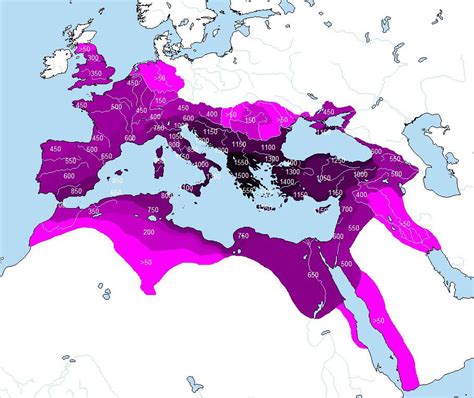 territories of the roman empire by the approximate number of years in the empire see comment