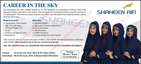 Air Hostess Jobs In Shaheen Air May Female Cabin Crew Lahore Islamabad Interviews