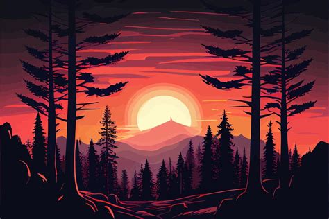 Abstract Forest Landscape Illustration Vector Graphic 17780945 Vector