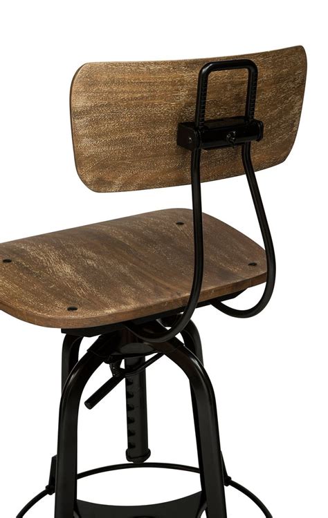 Rustic Adjustable Iron And Wood Bar Stool Chair Black Buy Bar Stools