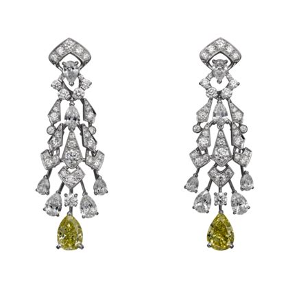 necklaces, rings, bracelets… - High Jewelry earrings Platinum, pear-shaped diamonds, pear-shaped ...