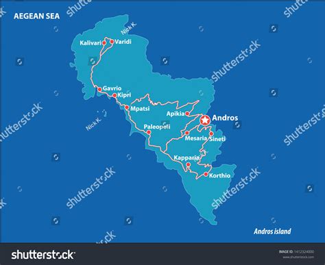 Andros Island Vector Map Greece This Stock Vector Royalty Free 1412324000