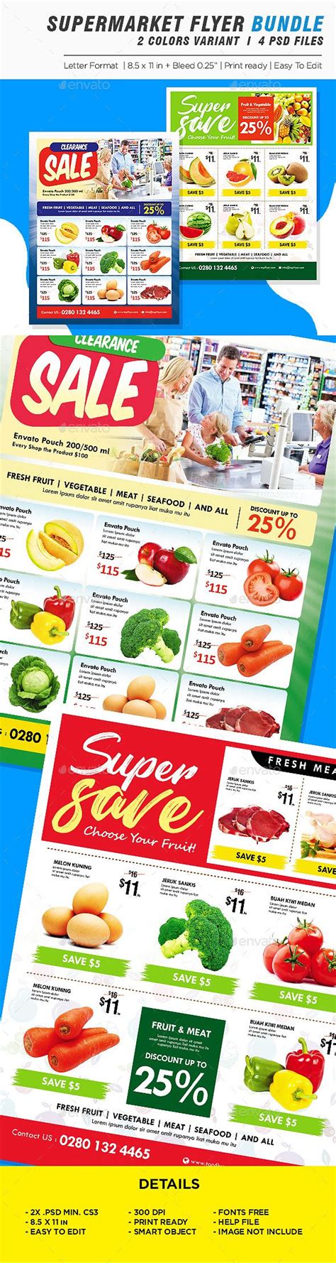Supermarket Grocery Catalog Flyer Bundle Grocery Supermarket Flyer