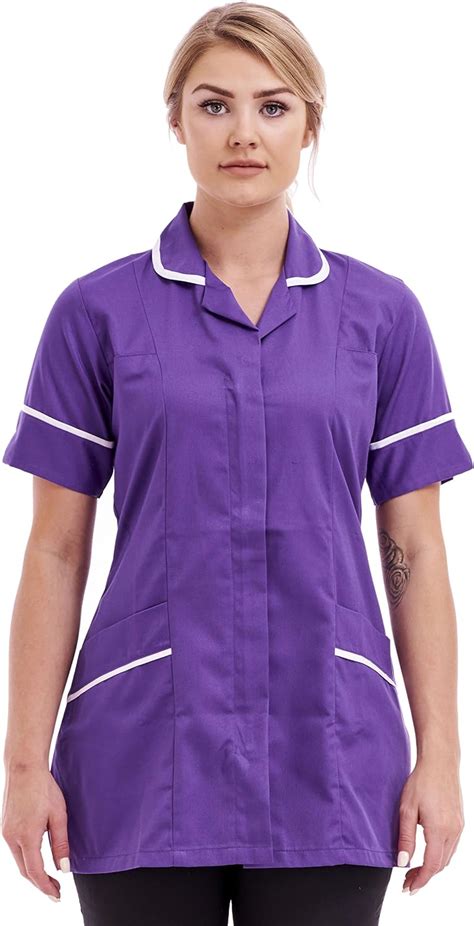 Nurses Healthcare Tunic Round Collar Uniform Maid Housekeeper