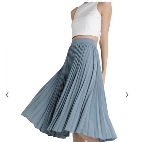 The Tinsel Rack Courtney Pleated Midi Skirt Ash Blue Womens Fashion