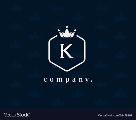 Letter K Royal Style Crown Logo Royalty Free Vector Image