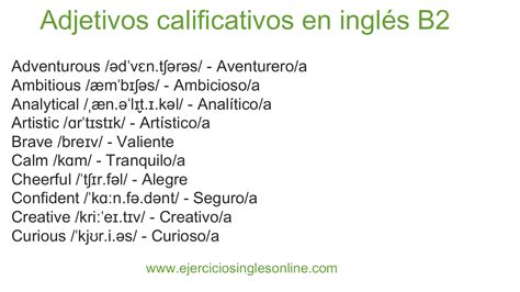 Adjetivos En Inglés Ejercicios Inglés Online