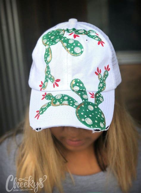 Hand Painted White Cactus Hat Painted Hats Cactus Hat Hats