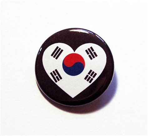 south korea pin pinback buttons lapel pin i love south etsy south korean flag buttons