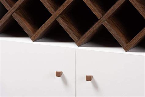 Serafino Mid Century Modern White And Walnut Finished Wood Wine Cabinet