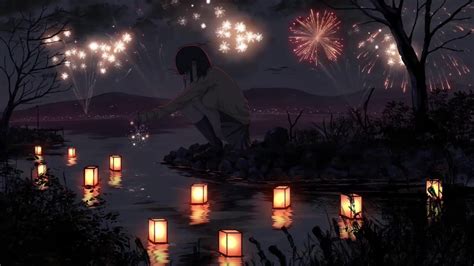 Anime Girl Fireworks Festival Live Wallpaper Wallpaperwaifu