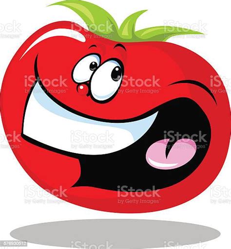 Funny Tomato Vegetable Smiling Isolated On White Background Vector