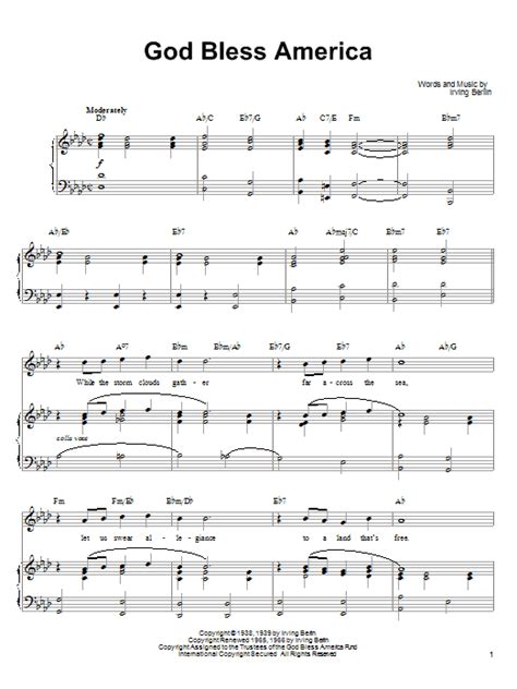 God Bless America Sheet Music Ronan Tynan Piano Vocal Guitar