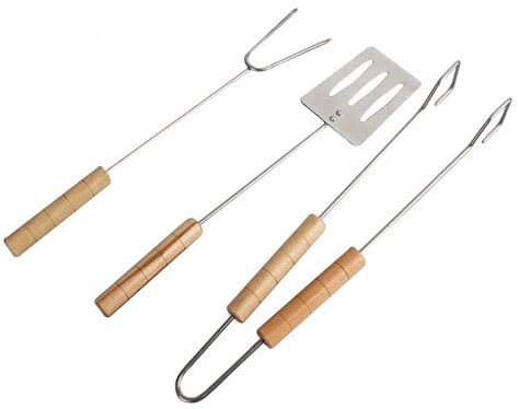 3pcsset New Bbq Roast Turners Tongs Forks Wood Handle Stainless Steel