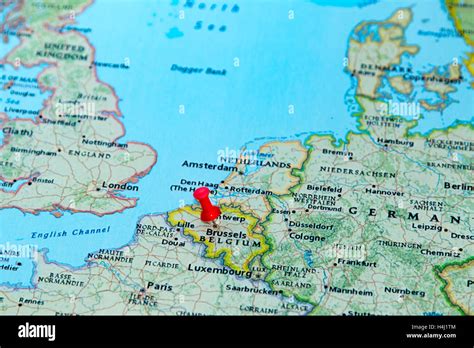 Brussels Belgium Pinned On A Map Of Europe Stock Photo Alamy