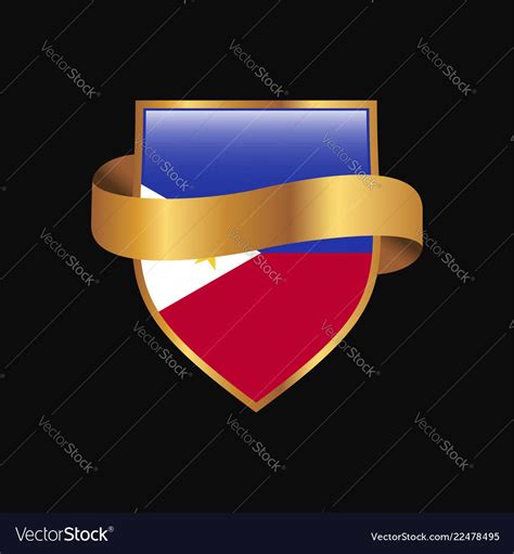 Philippines Flag Golden Badge Design Royalty Free Vector