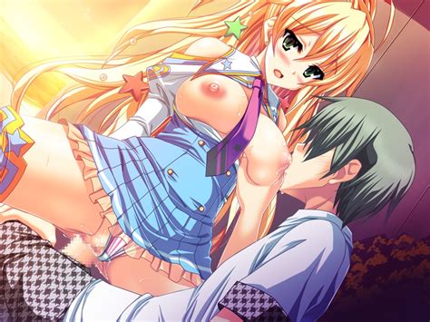 rule 34 blonde hair blush breasts censored clothed clothed sex dress game cg green eyes
