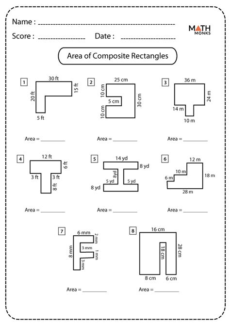 Area of Composite Figures Worksheets | Math Monks
