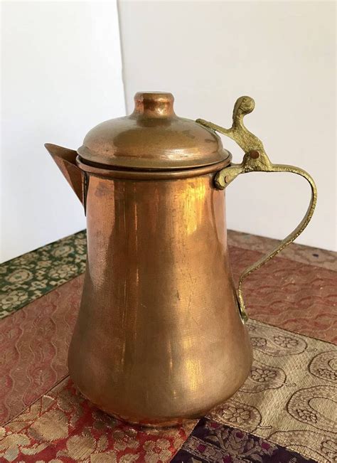 Vintage Copper Coffee Pot Turkish Coffee Pot Copper And Brass Etsy