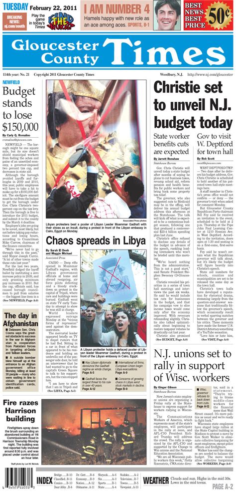 Today's Gloucester County Times front page, February 22, 2011 - nj.com